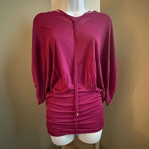 D&G DOLCE & GABBANA FUSCIA HOODIE MINI DRESS/ TOO SZ. XS Y2K